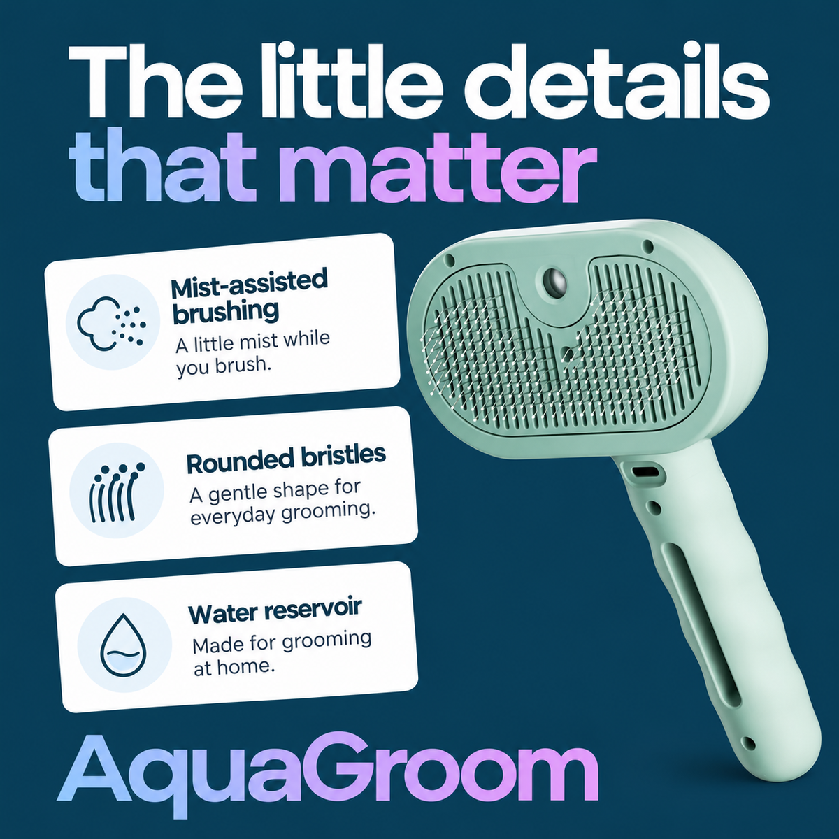 AquaGroom pet mist brush product highlights