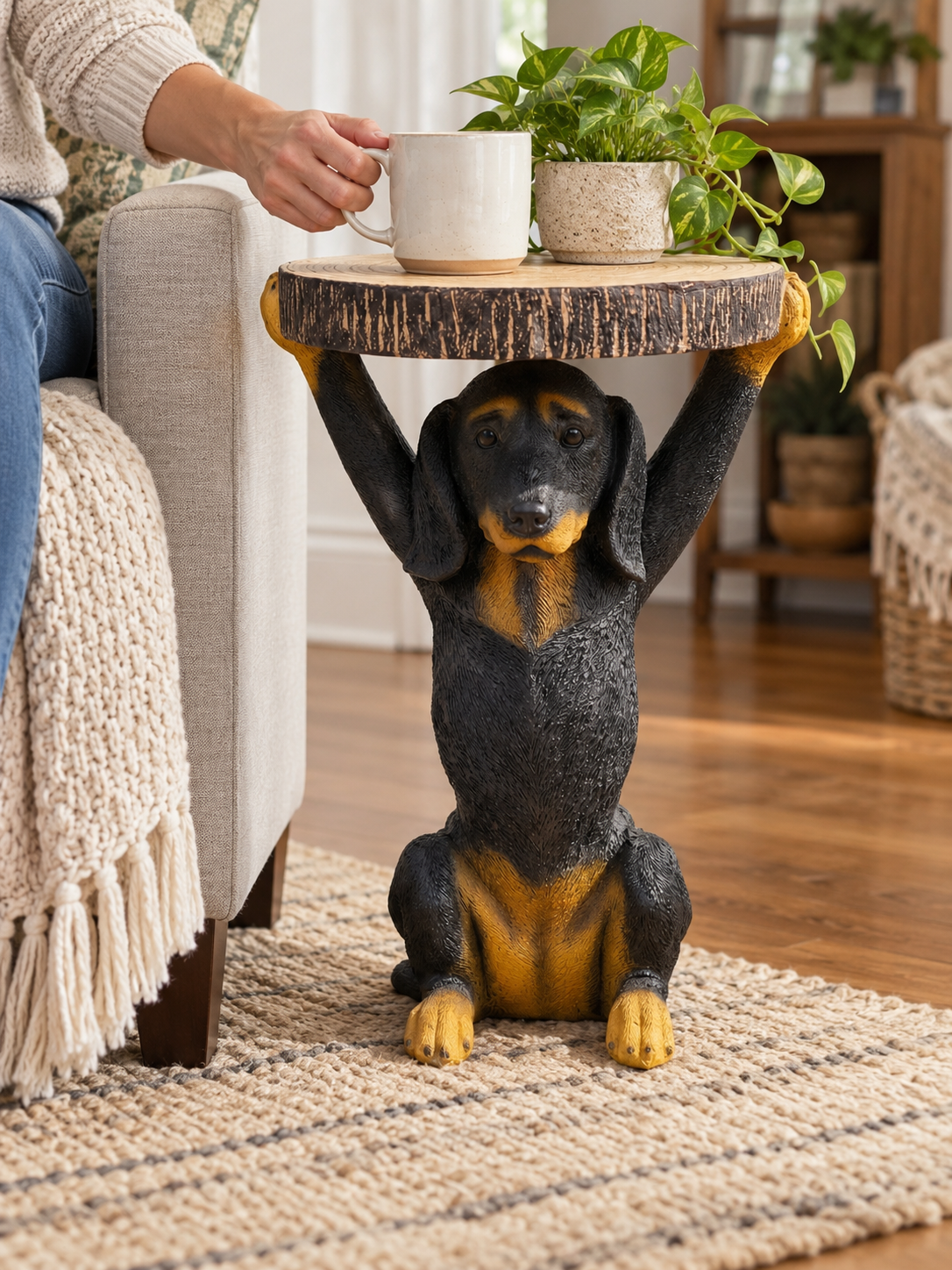 Black Dog Sculptural Side Table in an everyday home setting